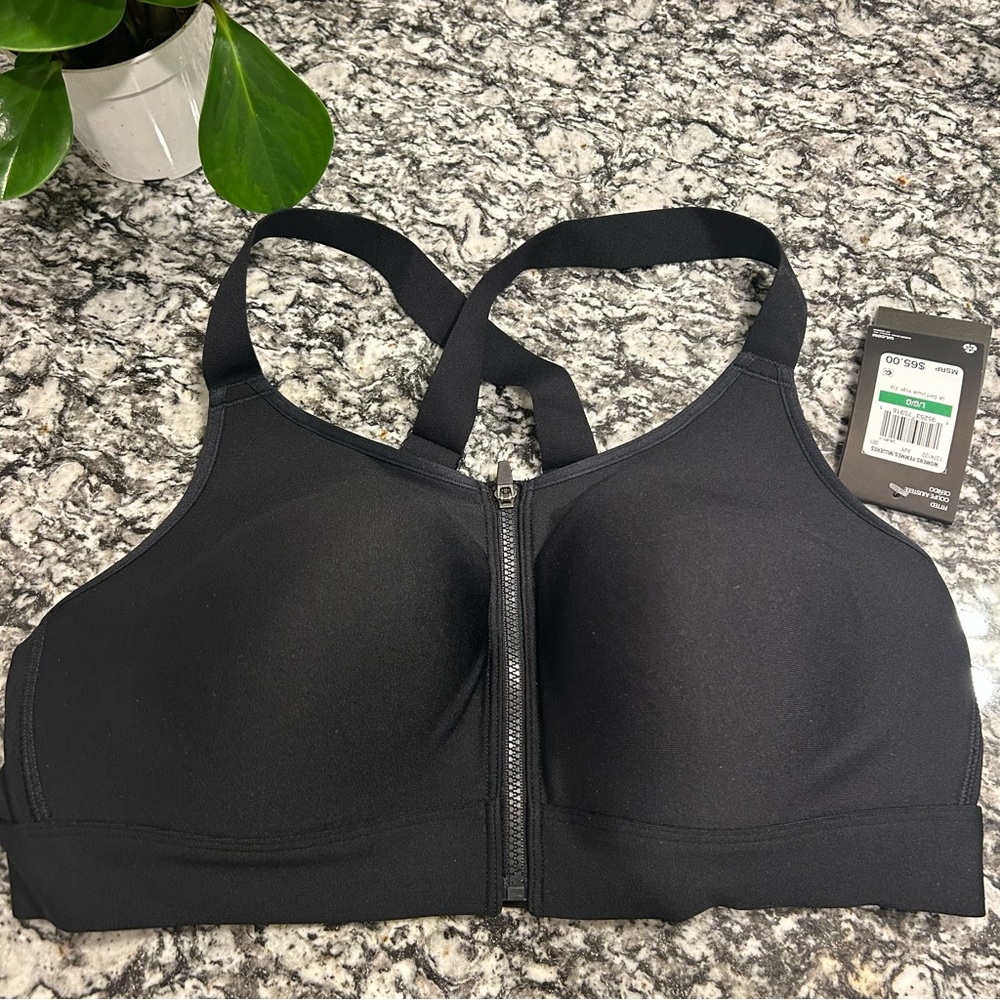 NWT Under Armour Black Zip-Front Sports Bra